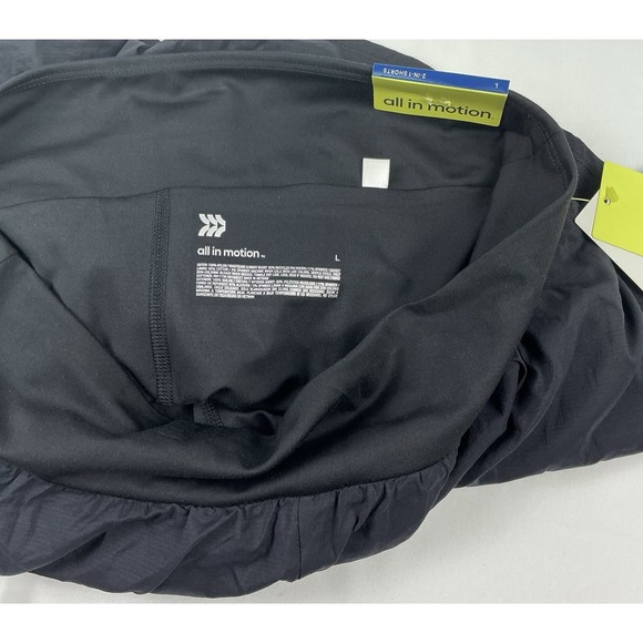 All In Motion Women's 2-in-1 Run Shorts Black Size Large, Quick Dry, Pockets - Picture 8 of 9